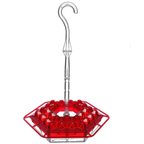 Red Hexagon Hummingbird Feeder with Flower Ports