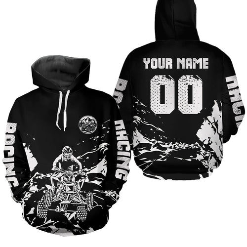 Custom Black & White Quad Bike Hoodie ATV Motocross Hoodie Extreme Off-Road Sweatshirt
