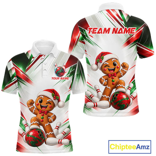 Custom Christmas Gingerbread Bowling Shirt Funny Bowling Team Jersey