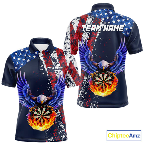 Custom US Flag Eagle Flame Darts Shirt Darts Team Jerseys Dartboard Shirt