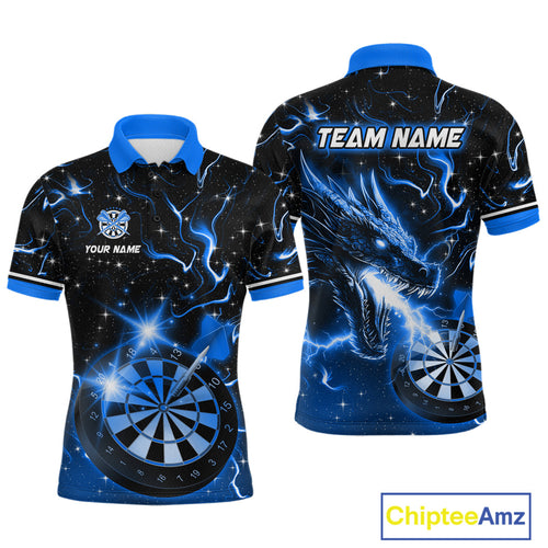 Custom Blue Galaxy Dragon Darts Shirt Darts Team Jerseys Dartboard Shirt
