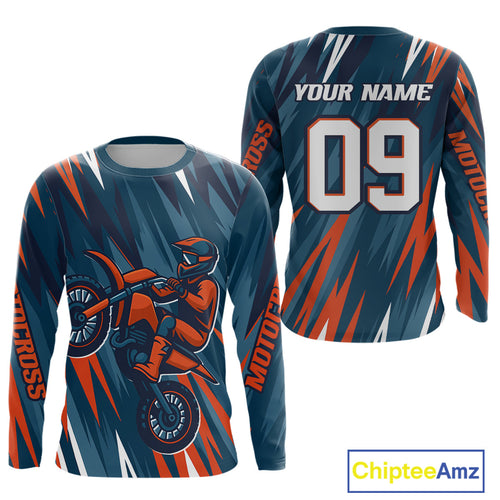 Orange and Blue Motocross Jersey Dirt Bike Motorcycle Racing Shirt