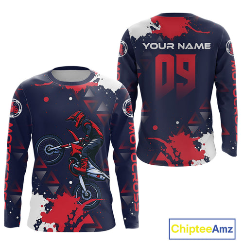 Red and Blue Motocross Jersey Custom Dirt Bike Shirts Riding Shirt