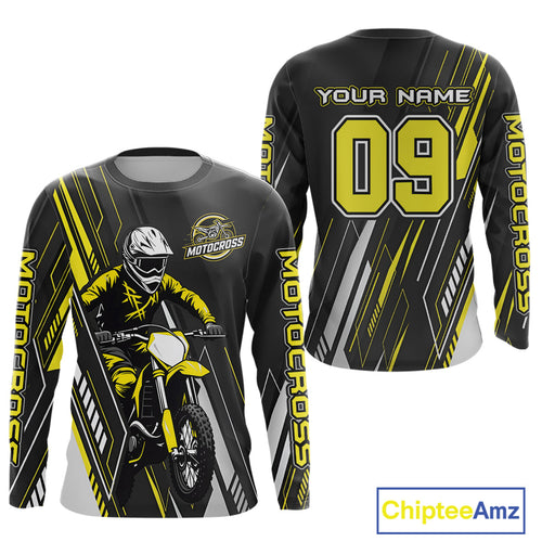 Black and Yellow Motocross Racing Jersey Dirt Bike Off road Shirt