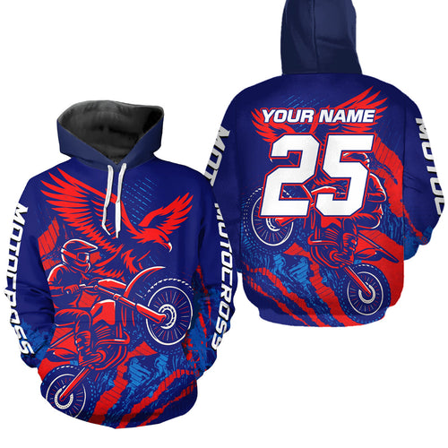 Eagle Motocross Hoodie Custom Dirt Bike Pink Blue Racing Hoodie Shirt