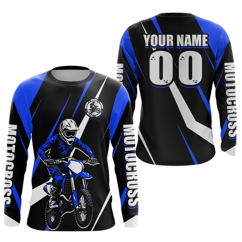 Blue Custom Motocross Racing Jersey Dirt Bike Motorcycle Riding Shirt
