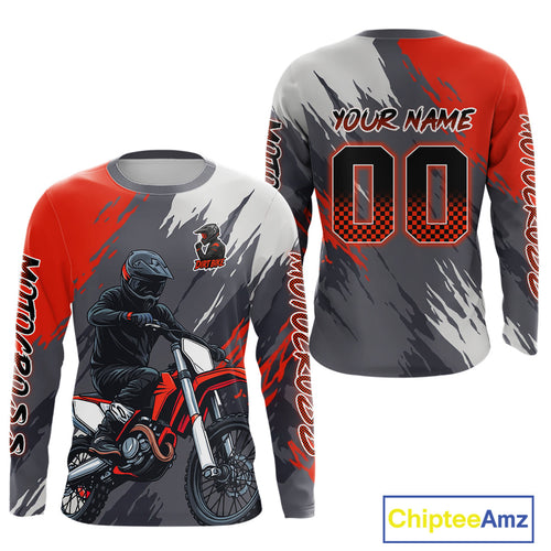 Red and Grey Custom Motocross Jersey Dirt Bike Shirts Motorcycle Shirt