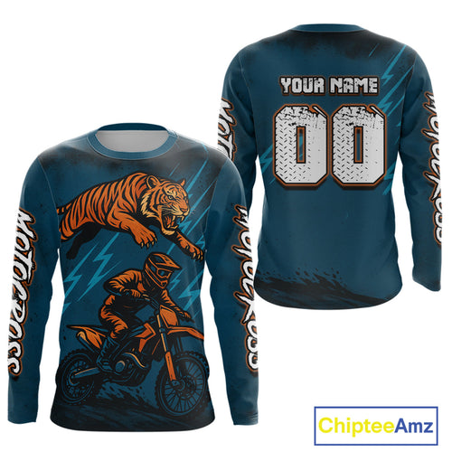 Tiger Motocross Jersey Custom Blue Dirt Bike Shirts Racing Jersey