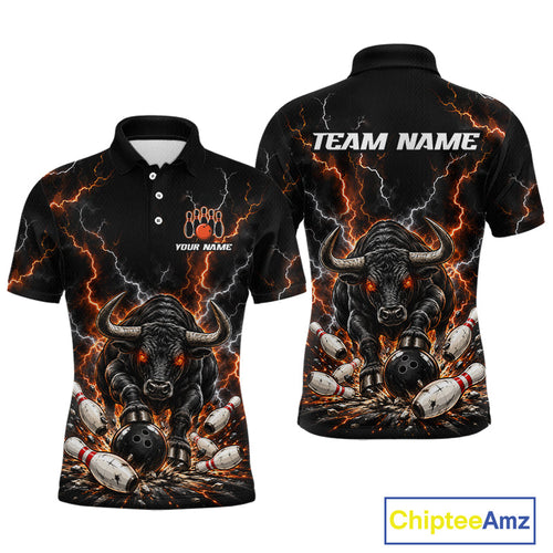 Custom Thunder Funny Bull Bowling Team Shirts Bowling Jersey Bowling League