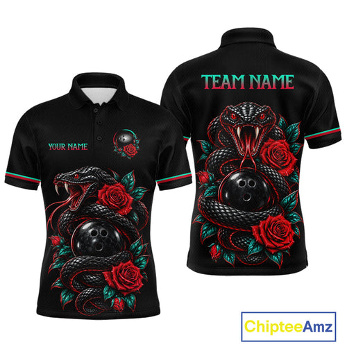 Custom Snake and Rose Flowers Bowling Team Shirts Bowling Jersey Bowling League