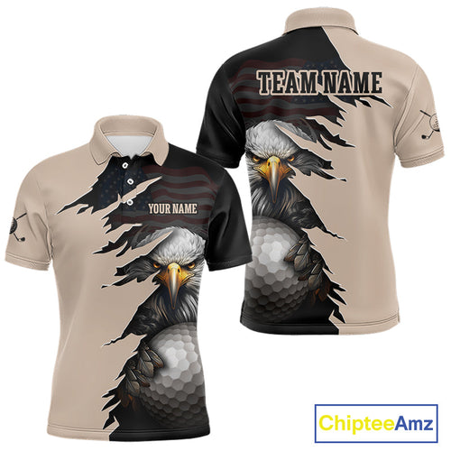 Custom American Flag Eagle Golf Golf Polo Shirt Patriotic Team Golf Shirts Golf Gifts