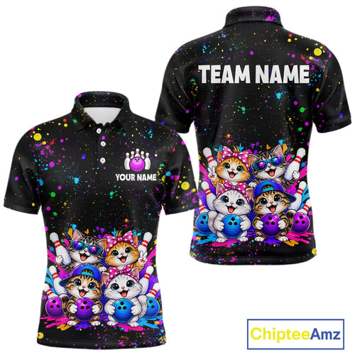 Custom Colorful Funny Cat Bowling Jersey Bowling League Bowling Team Shirts