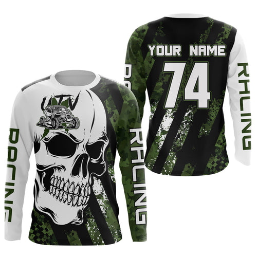 Custom Skull Camo UTV Off-Road Shirts UTV Motocross Racing Shirt +