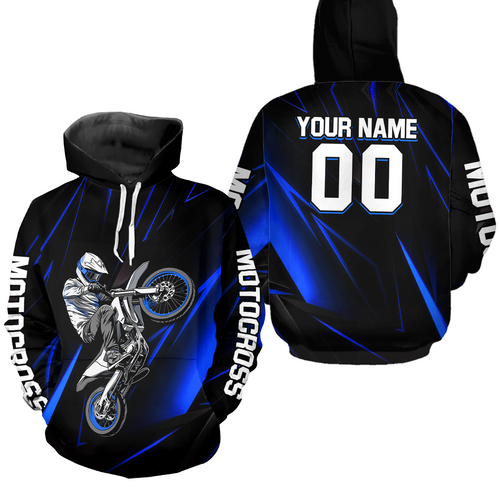 Custom Blue Motocross Jersey Hoodie Dirt Bike Motorcycle Hoodie