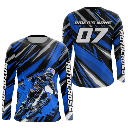Custom Blue Motocross Jersey Racing MX Dirt Bike Shirts +
