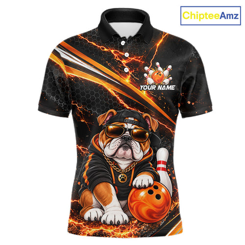 Custom Orange Funny Bulldog Bowling Jerseys Bowling Team Jerseys Bowling for Bowlers