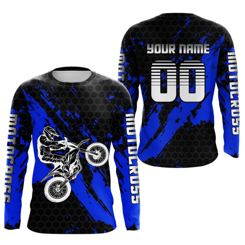 Blue Motocross Jersey Adult Upf30+Custom Racing Jersey Off-Road Jersey