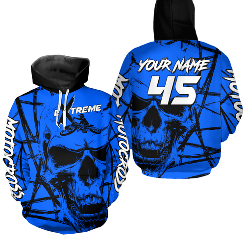 Blue Motocross Hoodie Custom Dirt Bike Racing Hoodie Riding Shirt