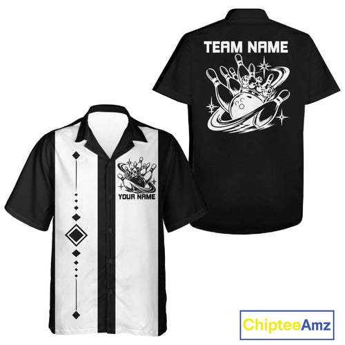 Bowling With Crown Custom Classic Retro Bowling Team Button Shirt, Bowling Uniform