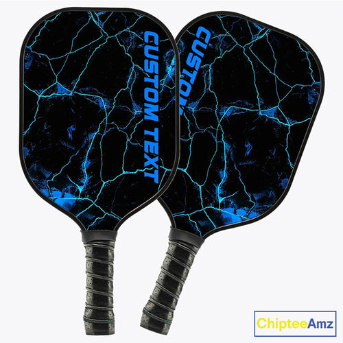 Blue Thunder Lightning Pickleball Paddle With Cusom Name Or Text, Pickleball Team Paddles