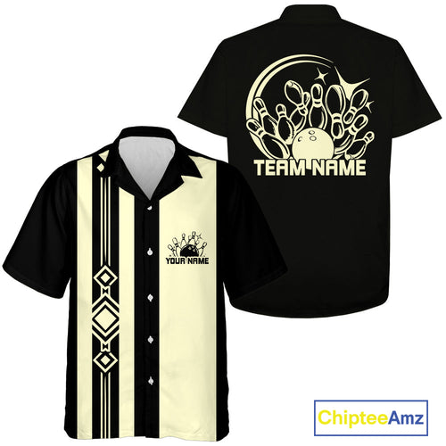 Custom Classic Retro Bowling Team Button Up Shirt, Matching Bowling Shirt