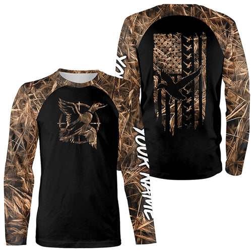 Duck hunting Waterfowl Camo American flag Custom 3D All Over Printed Shirts Personalized Hunting gift