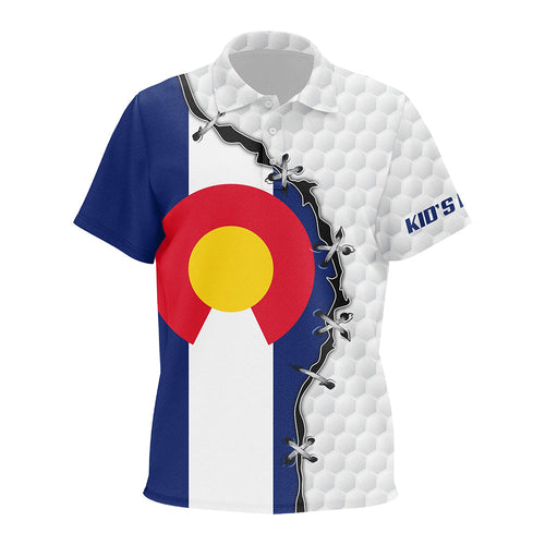 golf polo shirts Colorado flag white golf ball skin pattern custom patriot team golf shirts