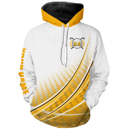 White and Yellow Golf and Beer Golf Hoodies custom golf clothes Hooded tops