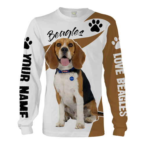 Love Beagle hunting dog custom name 3D Full printing Shirt, Hoodie, Zip up hoodie Personalized gifts for beagle lover
