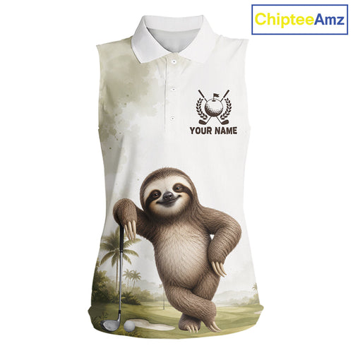 Custom Sloth Golf Polo Shirt - Funny Personalized Sloth Golf Apparel Short & Long Sleeve Polo