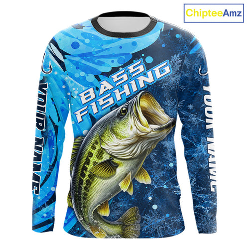 Bass Fishing Shirt, Ice Fishing Shirt, Largemouth Bass Long Sleeve Fishing Gift