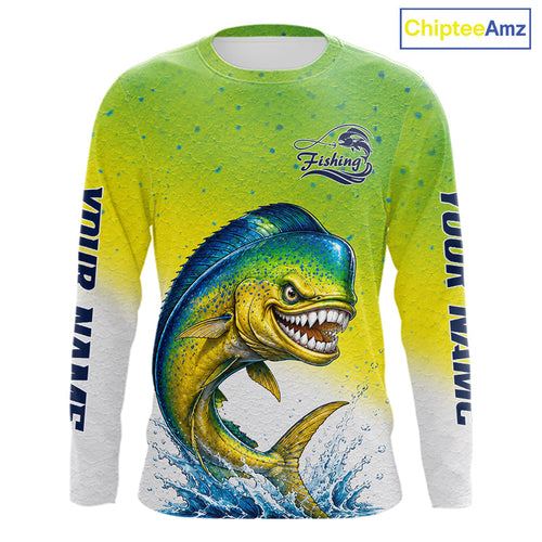 Personalized Offshore Fishing Jerseys, Mahi Mahi Angry Tournament Fishing Shirts