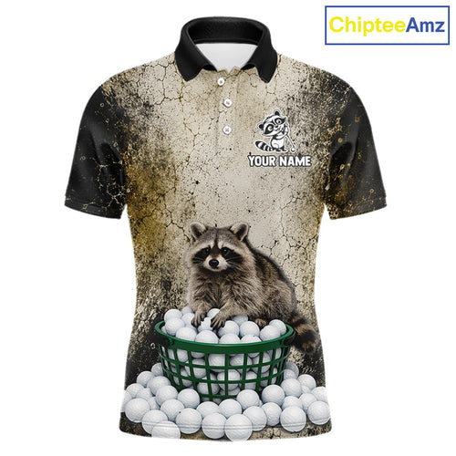 Custom Raccoon Golf Polo Shirt - Personalized Funny Vintage Golf Apparel