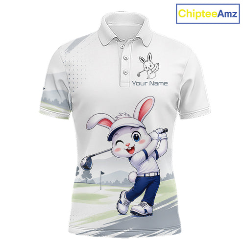 Custom Bunny Golf Polo Shirt – Personalized Rabbit Golf Shirt, Funny Golfer Gift