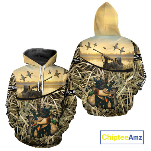 Duck Hunting 3D Waterfowl Camo Grim Reaper Black Labrador Retriever Shirt Hunting Gift