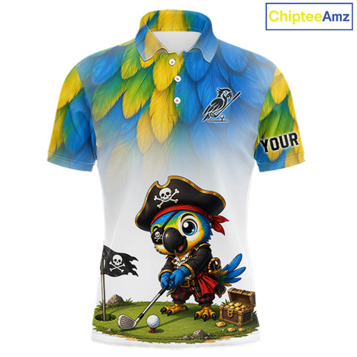 Personalized Pirate Parrot Golf Polo Shirt Custom Pirate Bird Golf Jersey