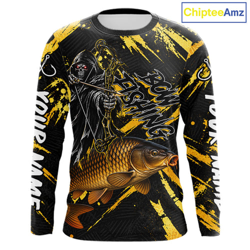 Carp Fishing Shirt Long Sleeve, Grim Reaper Fishing Apparel, Bowfishing Gift