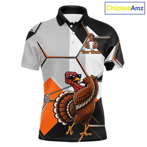 Personalized Thanksgiving Golf Shirt, Funny Team Golf Apparel, Custom Turkey Golf Polo Shirt