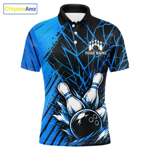 Blue Bowling Shirt Personalized Bowling Team Jersey Bowling Polo & 1/4 Zip Shirts