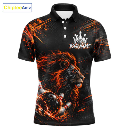 Orange Lion Custom Bowling Polo & 1/4 Zip Shirts, Lion Bowling Team Shirt Bowler Outfits