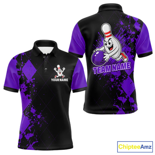 Purple Argyle Pattern Bowling Shirts Custom Bowling Team Jerseys Bowler Outfits