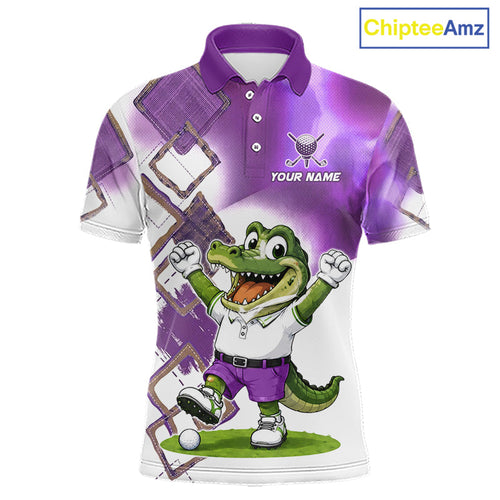 Funny Alligator Golf Polo Shirt Custom Name, Team Golf Shirts, Golf Gifts