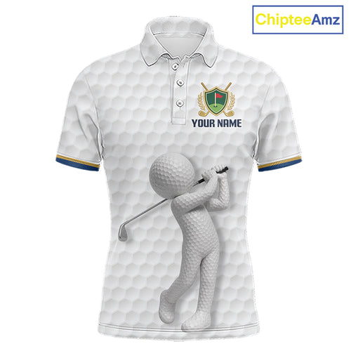 Custom Name Golf Polo Shirt With Unique Golf Ball Pattern, Perfect Golf Gifts