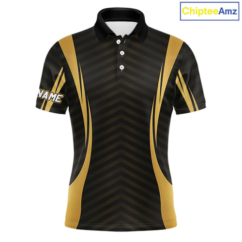 Custom Skull Golf Polo Shirt Custom Name, Personalized Golf Gifts, Black Gold Tournament Golf Shirt