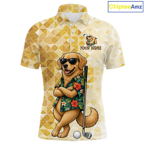 Funny Yellow Labrador Dog Golf Polo Shirt Custom Name Team Golf Shirts, Golf Gifts