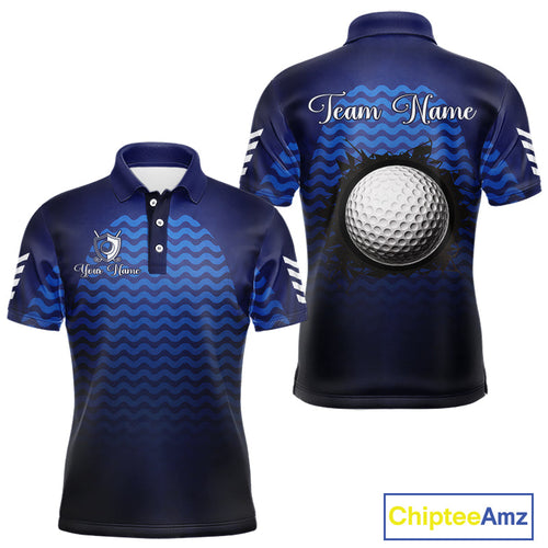 Personalized Golf Polo Shirt Custom Blue Camo Golf Attire, Golf Gifts