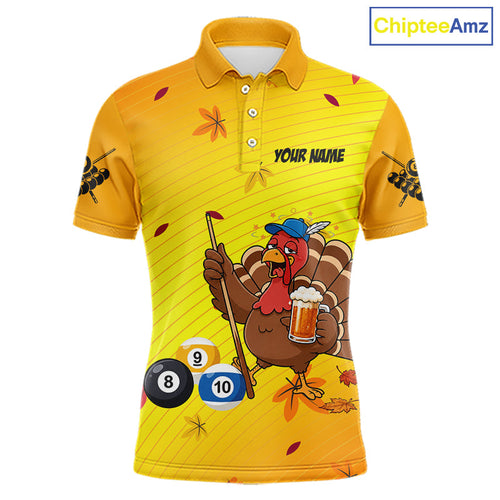 Personalized Yellow Funny Turkey Billiard Jerseys Custom Thanksgiving Pool Team Shirts