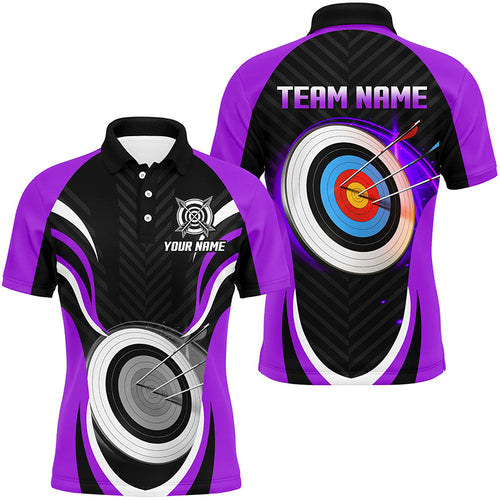Purple Archery Jerseys Personalized Archery 3d Target Custom Polo Shirts, Best Archery Outfits