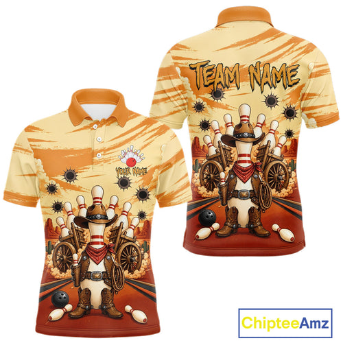 Funny Pins Cowboy Bowling Shirt Custom Bowling Team Outfit, Bowling Jersey Polo & 1/4 Zip