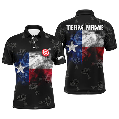 Personalized Texas Flag Smoke Archery Polo Shirts, Patriotic Texas Archery Sport Shirts